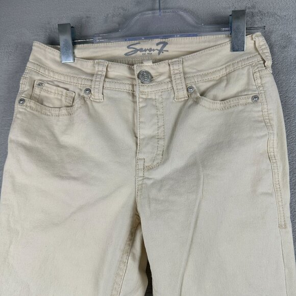 Seven7 Skinny Jeans Starlette Crop Womens Size 6 Mid Rise Denim Stretch Tan - Picture 3 of 12